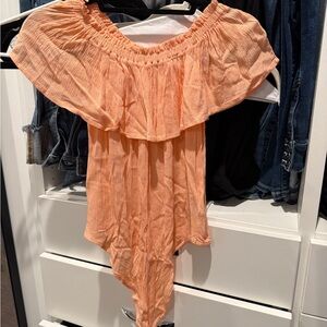 Express Orange Off-Shoulder Tie in the Front Top